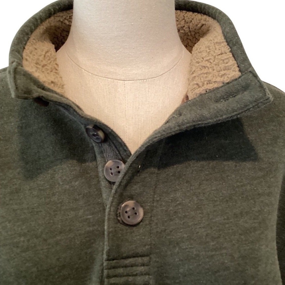 Arrow Vintage Olive Green Sherpa Lined Pullover Sweatshirt - XL